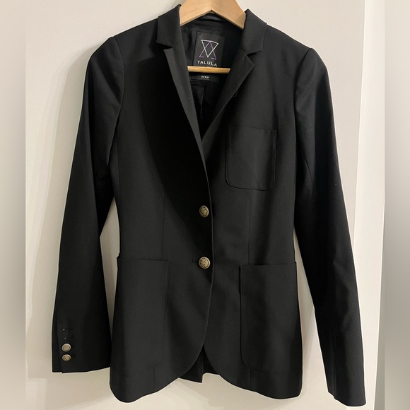 New Aritzia Talula Black Lined Wool Blend Exeter Blazer Three Front Pockets 0 - Picture 1 of 5